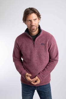 Newark 1/4 Zip Grid Fleece Red Grape