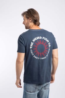 Sun Beam Back Print Graphic T-Shirt Navy