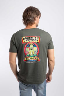 Bohemian Carpsody Back Print Angling Trust Artist T-Shirt Fir Green