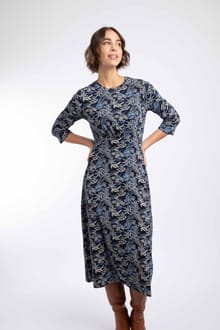 Felicity Printed Jersey Midi Dress Night Blue