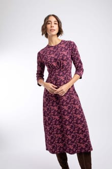Felicity Printed Jersey Midi Dress Purple Wine