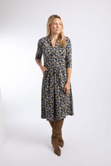 Isolde Printed Jersey Midi Dress Aqua blue