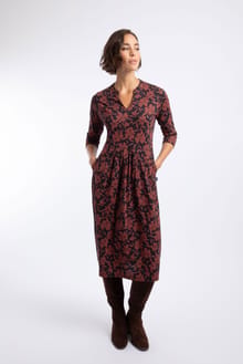 Isolde Printed Jersey Midi Dress Conker