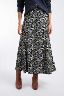 Ares Printed Jersey A-Line Maxi Skirt Aqua blue