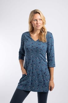 Arielle Printed Jersey 3/4 Sleeve Tunic Adriatic Blue