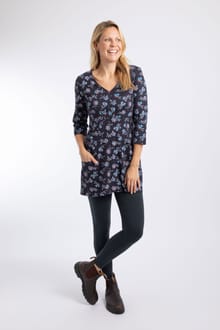 Arielle Printed Jersey 3/4 Sleeve Tunic Midnight