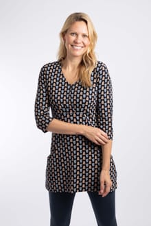 Arielle Printed Jersey 3/4 Sleeve Tunic Yellow Iris