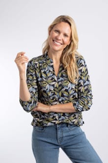 Brooke Printed V Neck Jersey Top Aqua blue