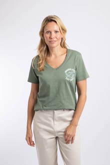 Elswyth Back Print Cotton Graphic T-Shirt Military Green