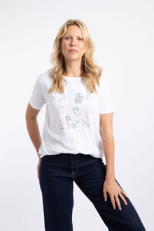 Pooches Front Print Cotton Graphic T-Shirt White