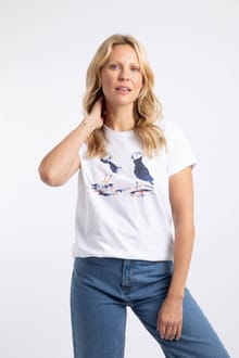 Puffins
 Front Print Graphic T-Shirt White