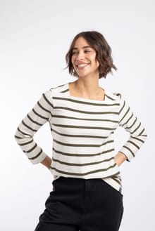 Saffira
 Cotton Jersey Stripe Top Military Green
