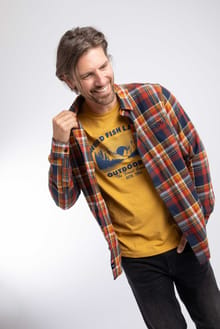 Broxton Long Sleeve Herringbone Check Shirt Dark Navy