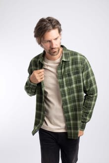 Broxton Long Sleeve Herringbone Check Shirt Duck Green