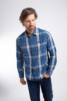 Lando Long Sleeve Check Shirt Bright Navy