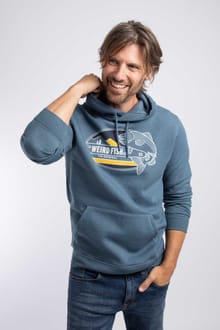 Wills Front Print Graphic Popover Hoodie Ash Blue