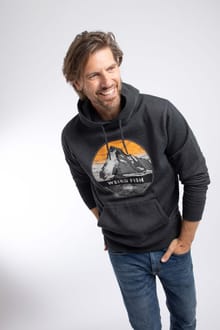Wills Front Print Graphic Popover Hoodie Black