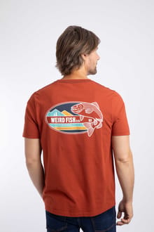 Coarse Fishing Back Print Graphic T-Shirt Maple Brown