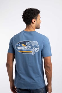 Coarse Fishing Back Print Graphic T-Shirt Mid Blue