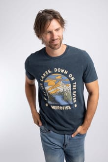 Up At The Lakes Front Print Graphic T-Shirt Navy