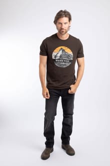 Mountain Top Front Print Graphic T-Shirt Dark Chocolate