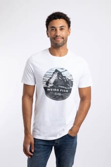 Mountain Top Front Print Graphic T-Shirt Dusty White