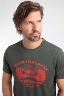 Lakes Front Print Graphic T-Shirt Fir Green
