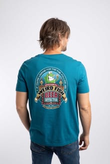 Beer Detector Back Print Artist T-Shirt Sea Blue
