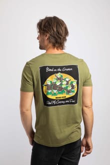 Band On The Grunion Back Print Artist T-Shirt Olive Moss