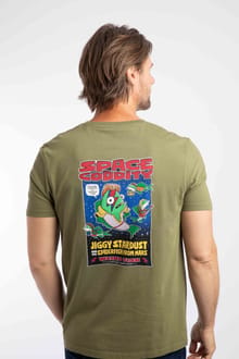 Space Coddity Back Print Artist T-Shirt Olive Moss