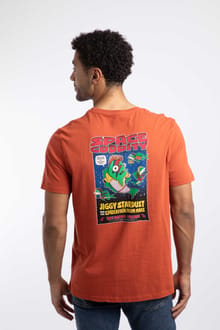 Space Coddity Back Print Artist T-Shirt Rust Leaves