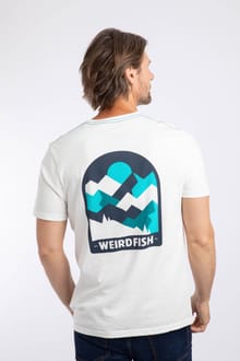 Geo Mountains Back Print Graphic T-Shirt Dusty White