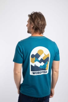 Geo Mountains Back Print Graphic T-Shirt Sea Blue