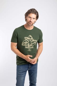 Jumping Fish Front Print Graphic T-Shirt Duck Green