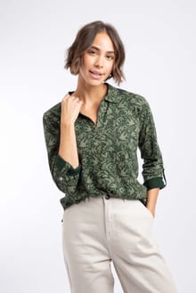 Rosalie Printed Jersey Polo Shirt Cypress Green