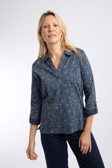 Rosalie Printed Jersey Polo Shirt Rich Navy