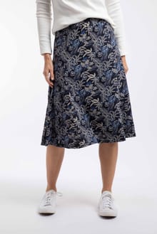 Romaro Printed Jersey Midi Skirt Night Blue