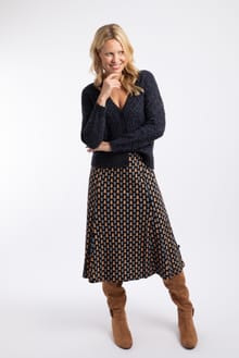 Romaro Printed Jersey Midi Skirt Yellow Iris