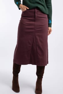 Juda Longline Denim Skirt Mulled Wine