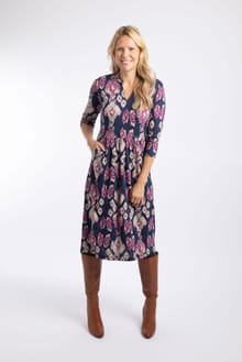 Isolde Printed Jersey Midi Dress Petrol Blue