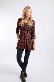 Arielle Printed Jersey 3/4 Sleeve Tunic Conker