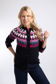 Hatty Fair Isle Cardigan Dark Navy