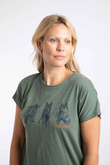 Sketchy Horse Front Print Cotton Graphic T-Shirt Military Green