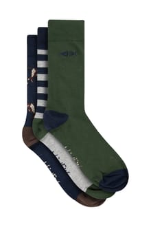 Wyatt Patterned Socks 3 Pack Navy