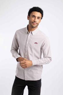 Benedict Striped Oxford Shirt Deep Crimson