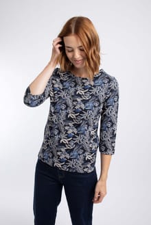 Pinto Printed Jersey T-Shirt Night Blue
