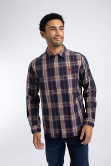 Lando Long Sleeve Check Shirt Night Blue