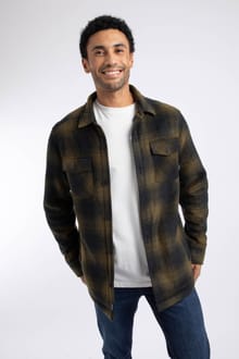 Tyburn Check Fleece Shacket Olive Moss
