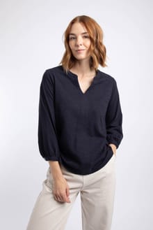 Mabel Broidery 3/4 Sleeve Top Midnight