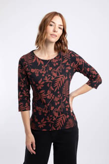 Rachel Printed Jersey T-Shirt Bitter Chocolate